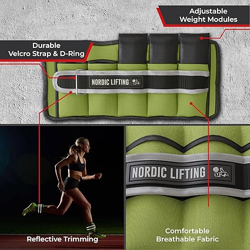 Vista 4 de Nordic Lifting - Correa ajustable para el tobillo 1 par de puños con peso de 1 a 5 libras para caminar, fitness y entrenamiento