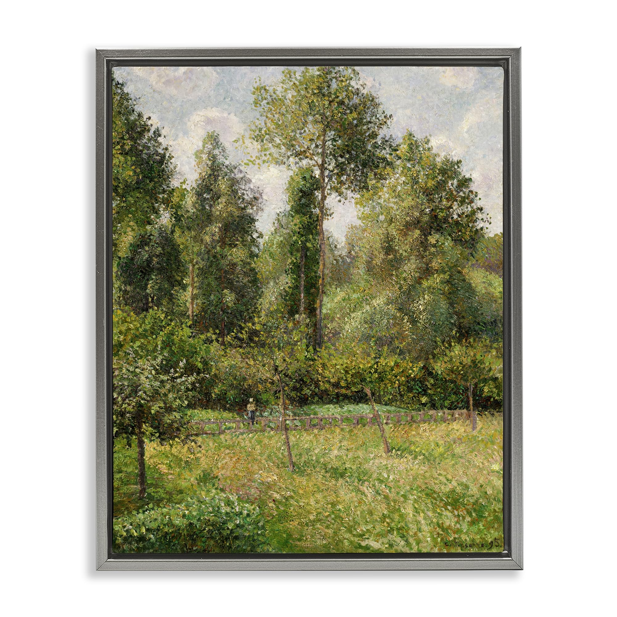 Stupell Industries Luster Gray (Matte) 'Poplars Classic Landscape', Floating Frame Canvas Art, Gray, 25 X 31 Inches, Easy To Hang And Sturdy, Made In Usa, By Camille Pissarro