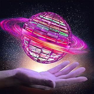 كرة طائرة بتصميم جرم سماوي من زينات، كرة طائرة سحرية، كرة تحكم اليد على شكل بوميرانج خفيفة بإضاءة ملونة ار جي بي، كرة طائرة دوارة 360 درجة - للأطفال والبالغين للاستخدام الداخلي والخارجي - بينك