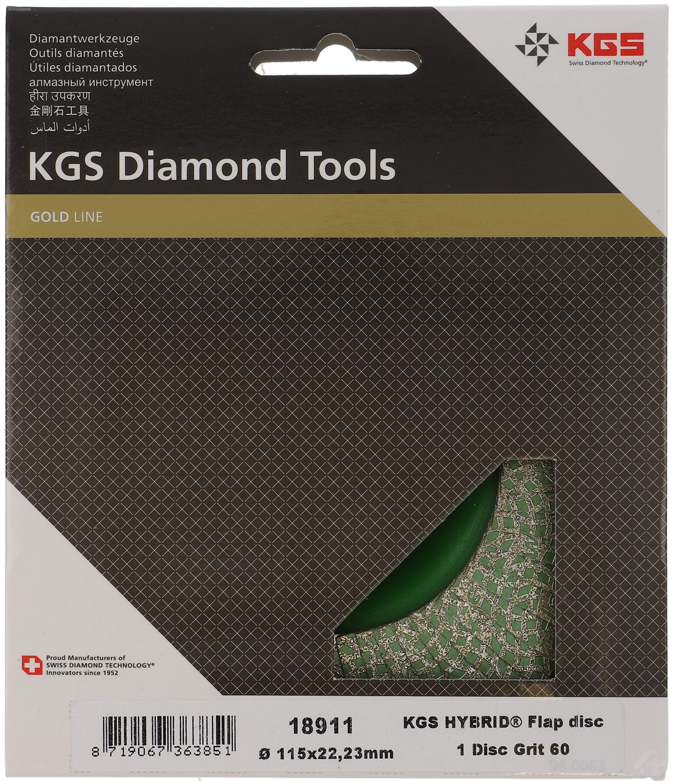 Disco abrasivo ibrido KGS Diamond, diametro 115 x 22,23 mm, Serie Oro (grana 60)