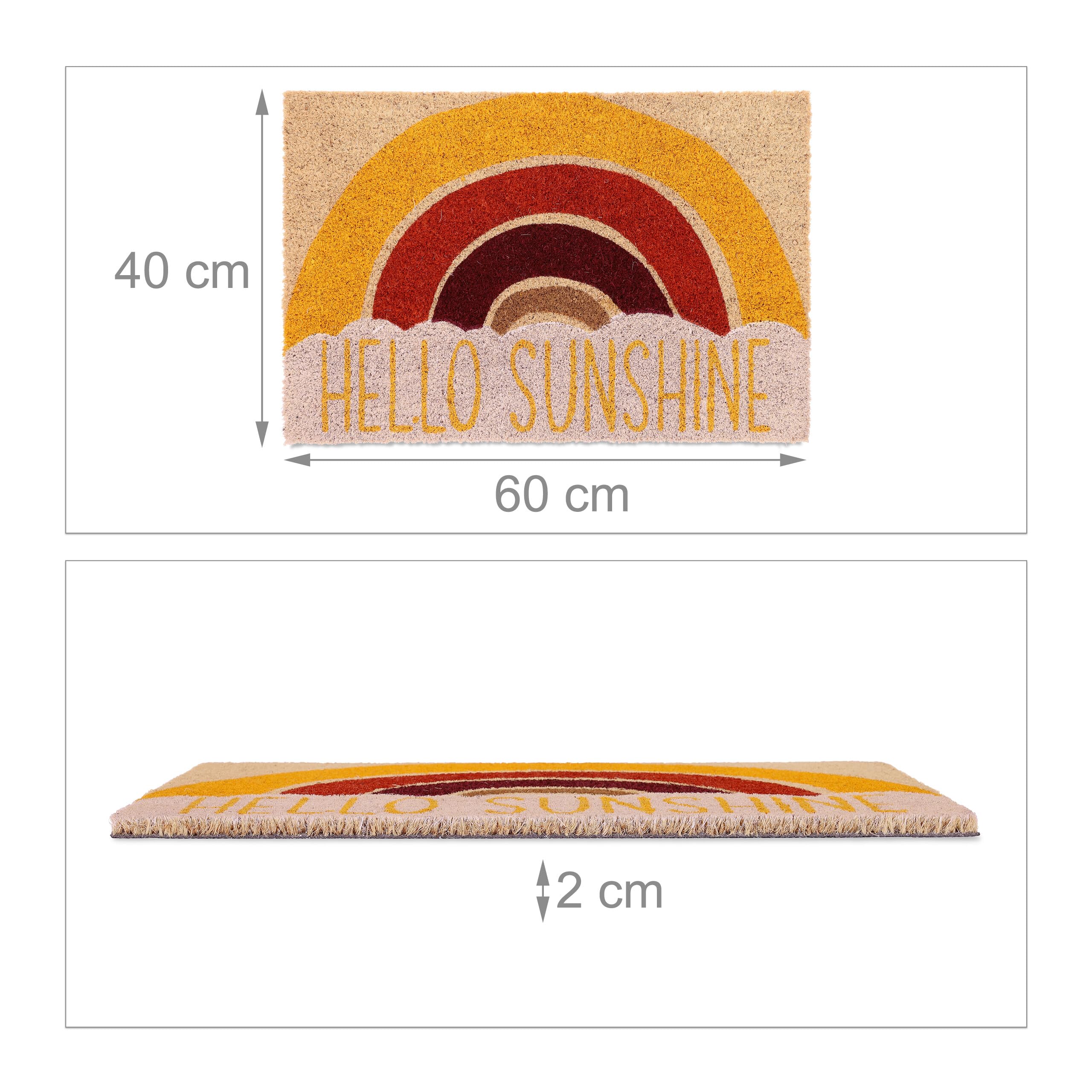 Paillasson Printemps Hello Sunshine - Motif Fleurs Et Vélo 40x60cm - Tapis Entrée Anti-Dérapant (Intérieur/Extérieur)