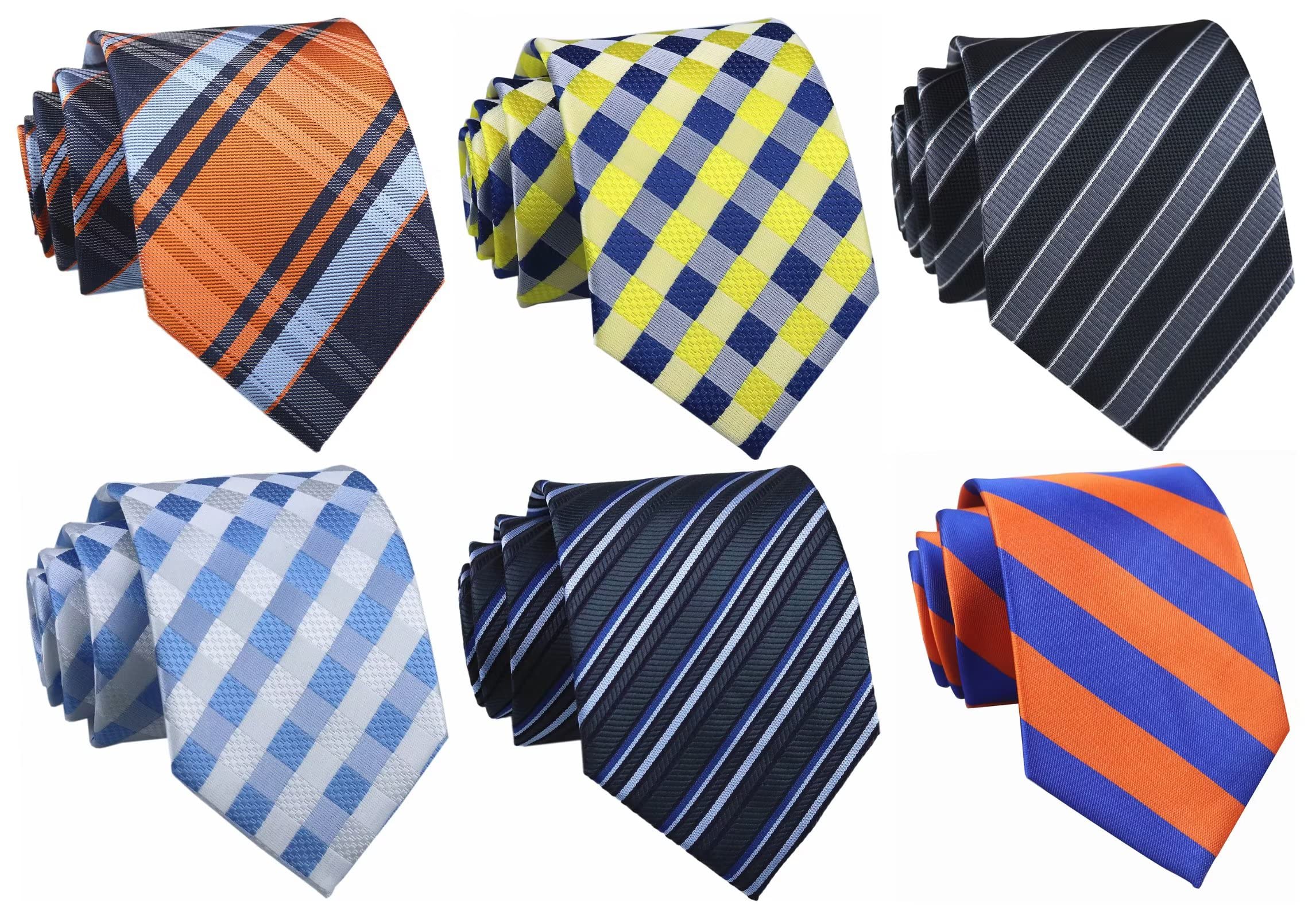 Elfeves Lot 4 PCS Classic Men's Tie Silk Neckties Jacquard Formal Party Neck Ties Set