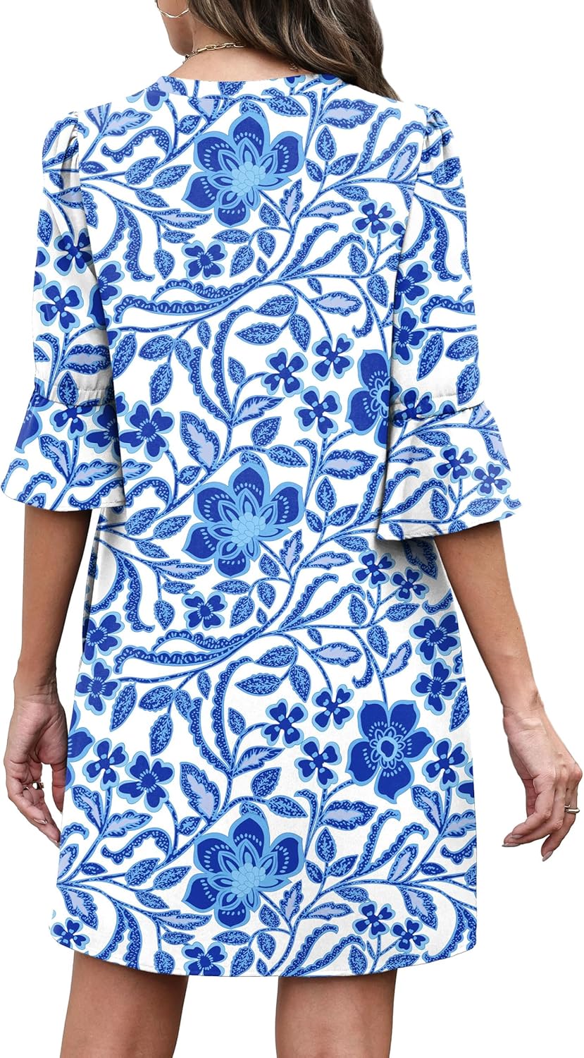 RUMIA Shift Dress for Women V Neck Ruffle Short Sleeve Loose Casual Summer Dress - Image 5