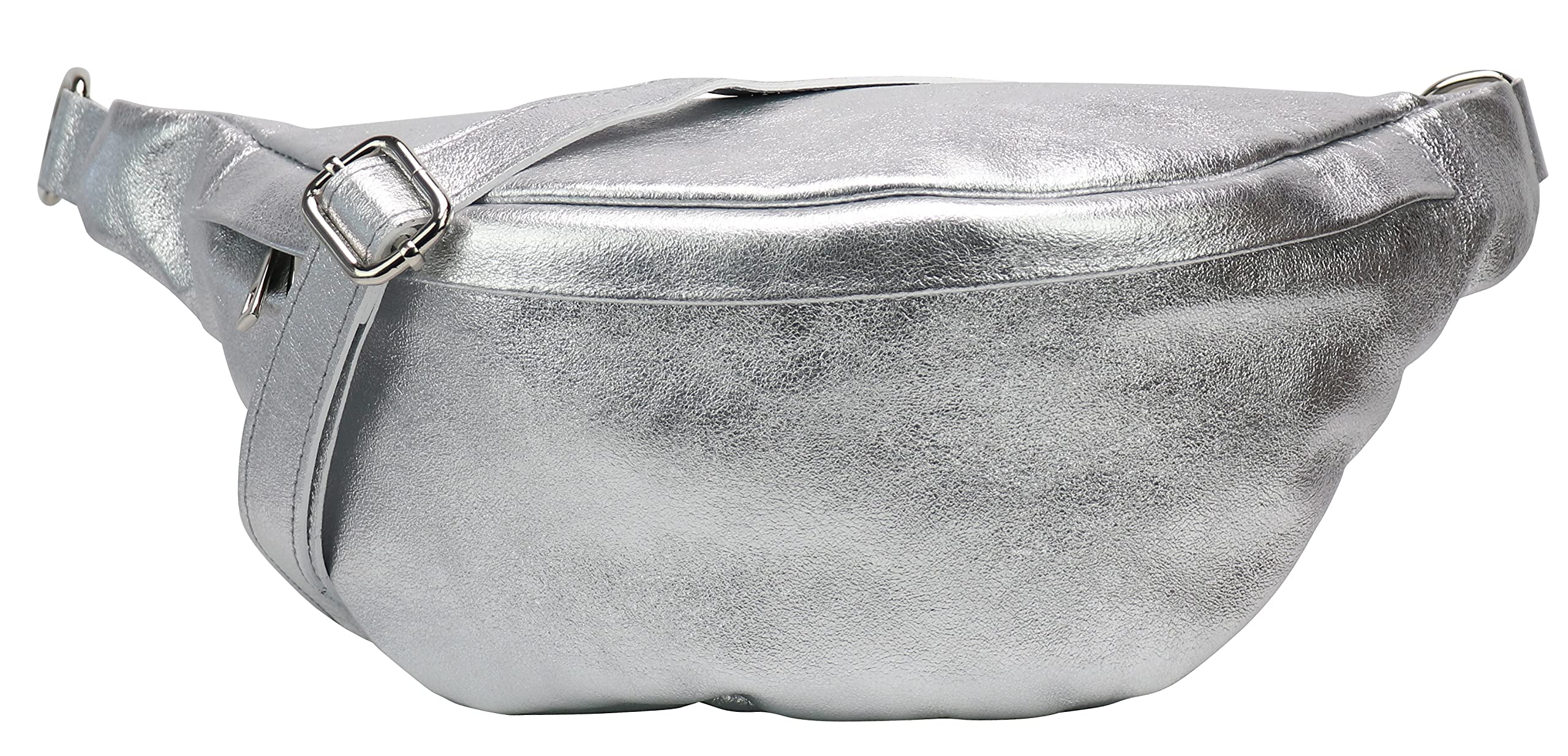 SH Leder ® echt Leder Hüfttasche Damen Herren Unisex Gürteltasche für Festival Reise Bauchtasche mittelgroße Crossbody Bag Frauen Ledertasche 32x17cm Marie G528 (Silber)