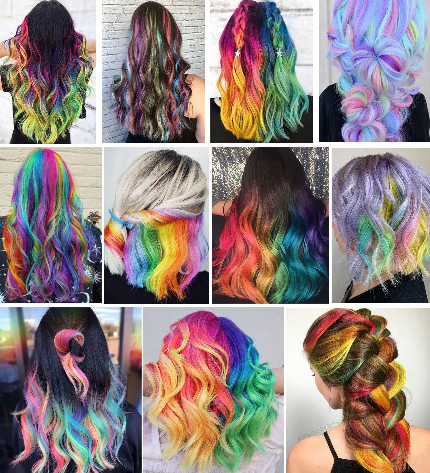 Rainbow color hair accessories Amazon.com : WENNALIFE 12 PCS Rainbow Hair Extensions Clip  main image 4