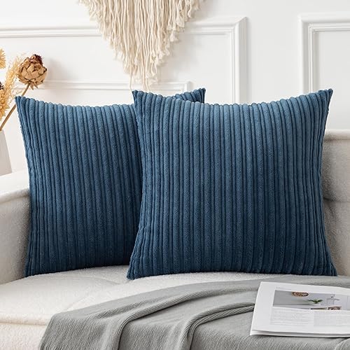 Miniatura 33 de UGASA - Juego de 2 fundas de almohada de terciopelo a rayas, funda decorativa para cojín con cremallera oculta para el hogar, sofá, dormitorio,