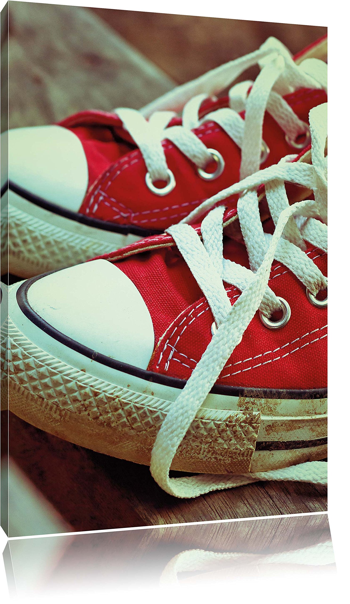 Red Converse Chucks, Formato: 120 x 80 cm su tela, XXL immagini giganti già incorniciate con cornice, stampa artistica da parete con cornice, più conveniente di dipinti o pittura a olio, nessun poster