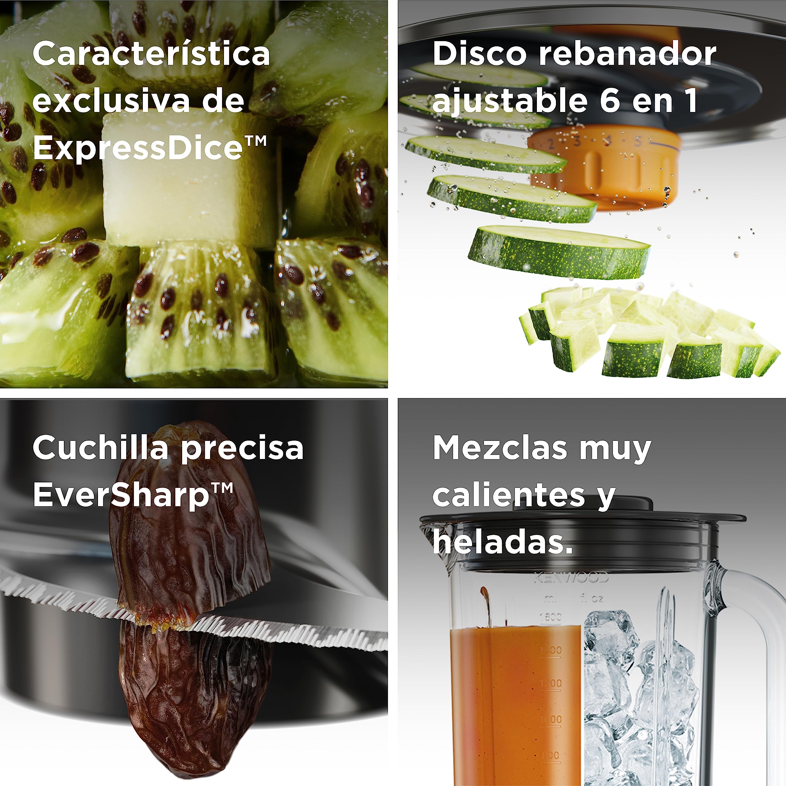 Kenwood MultiPro XL Weigh+ FDM72.990SS - Robot de cocina compacto con báscula y temporizador integrados, ExpressDice, depósito de trabajo de 3 l, velocidad variable, compartimento de llenado XL, 1000