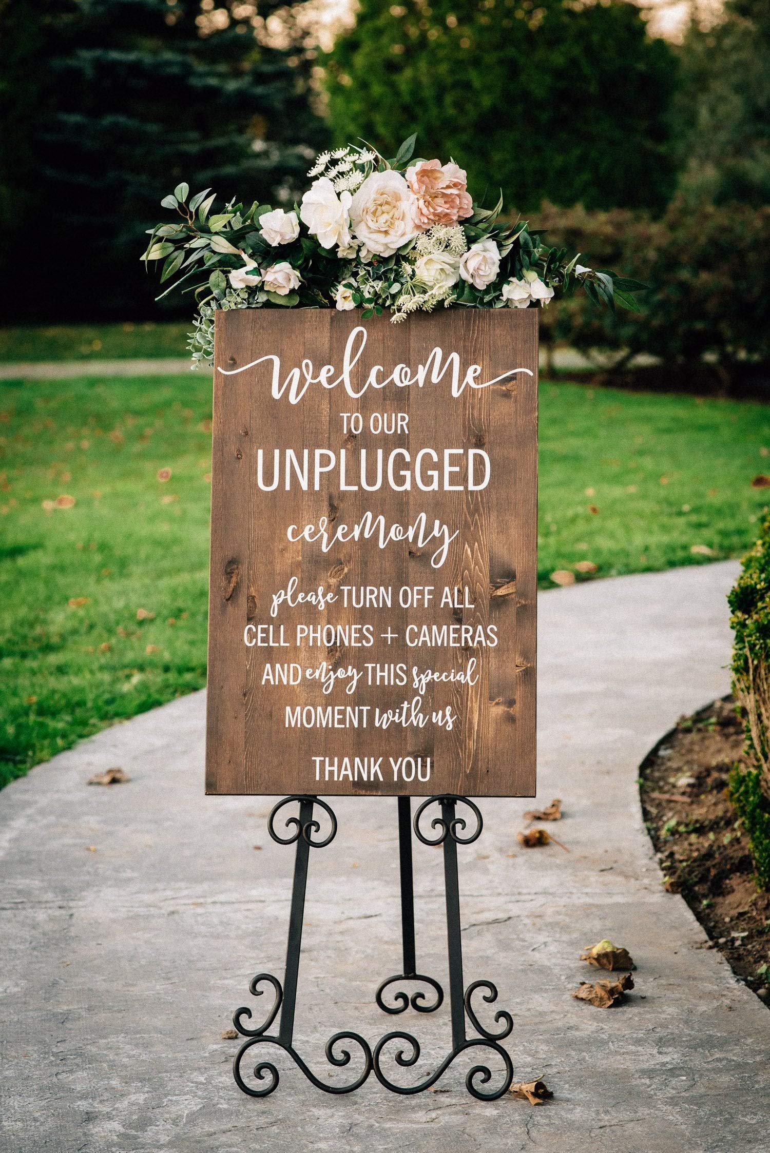 YilooomWood Wedding Welcome Sign, Unplugged Ceremony Sign, Rustic Wedding Decor, 18" x 24" Multicolor