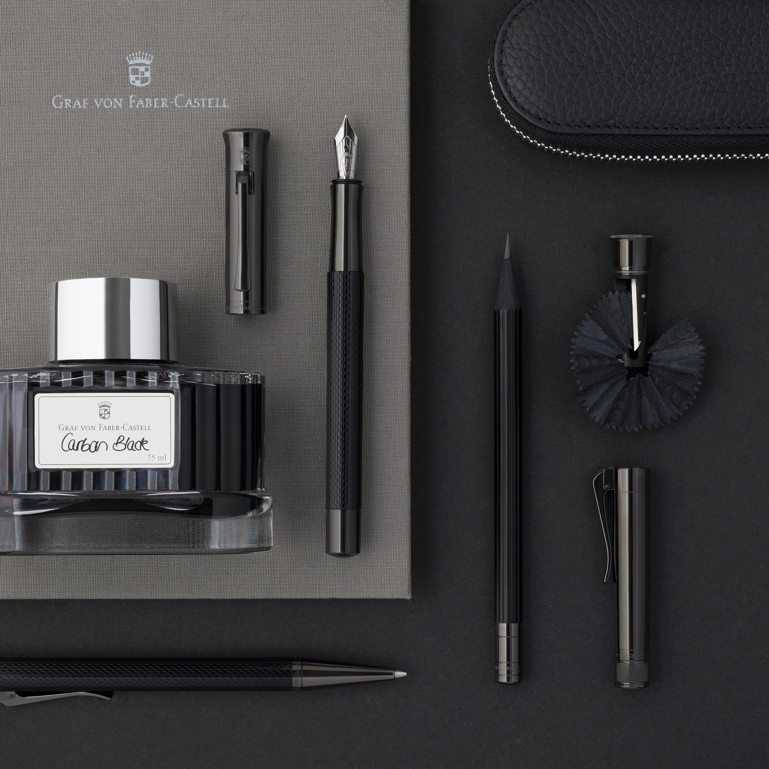 Graf von Faber-Castell - Kugelschreiber Guilloche Black Edition | Strichbreite B, Guillochierter Edelharzschaft mit Titan-PVD-Beschichtung und hochwertiger Geschenkverpackung