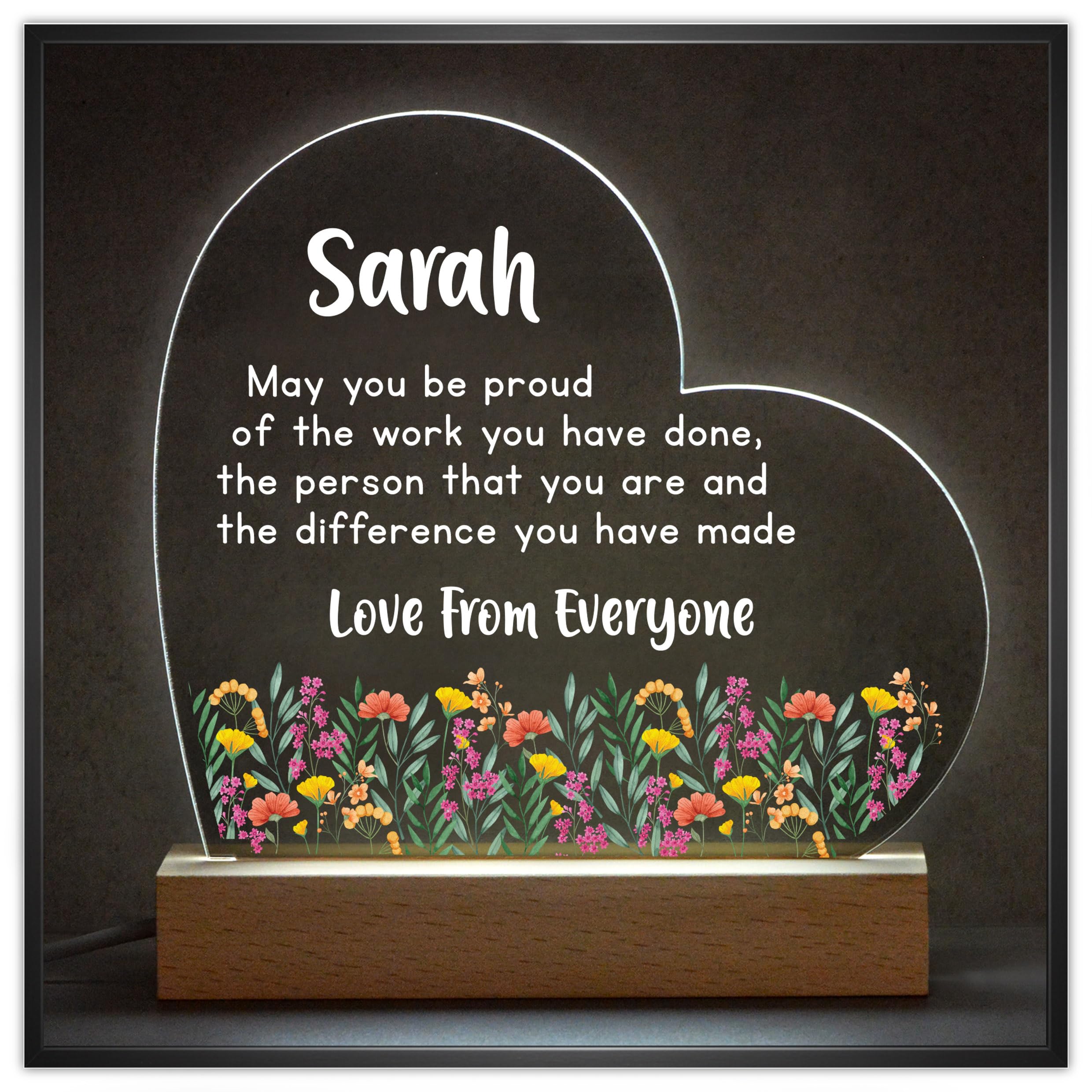 Beecreative Thank You Leaving Gifts For Her Colleague Friend, Retirement Gifts for Women Teacher Nurse, New Job Gift, Printed Acrylic LED Night Light Up Sign Lamp