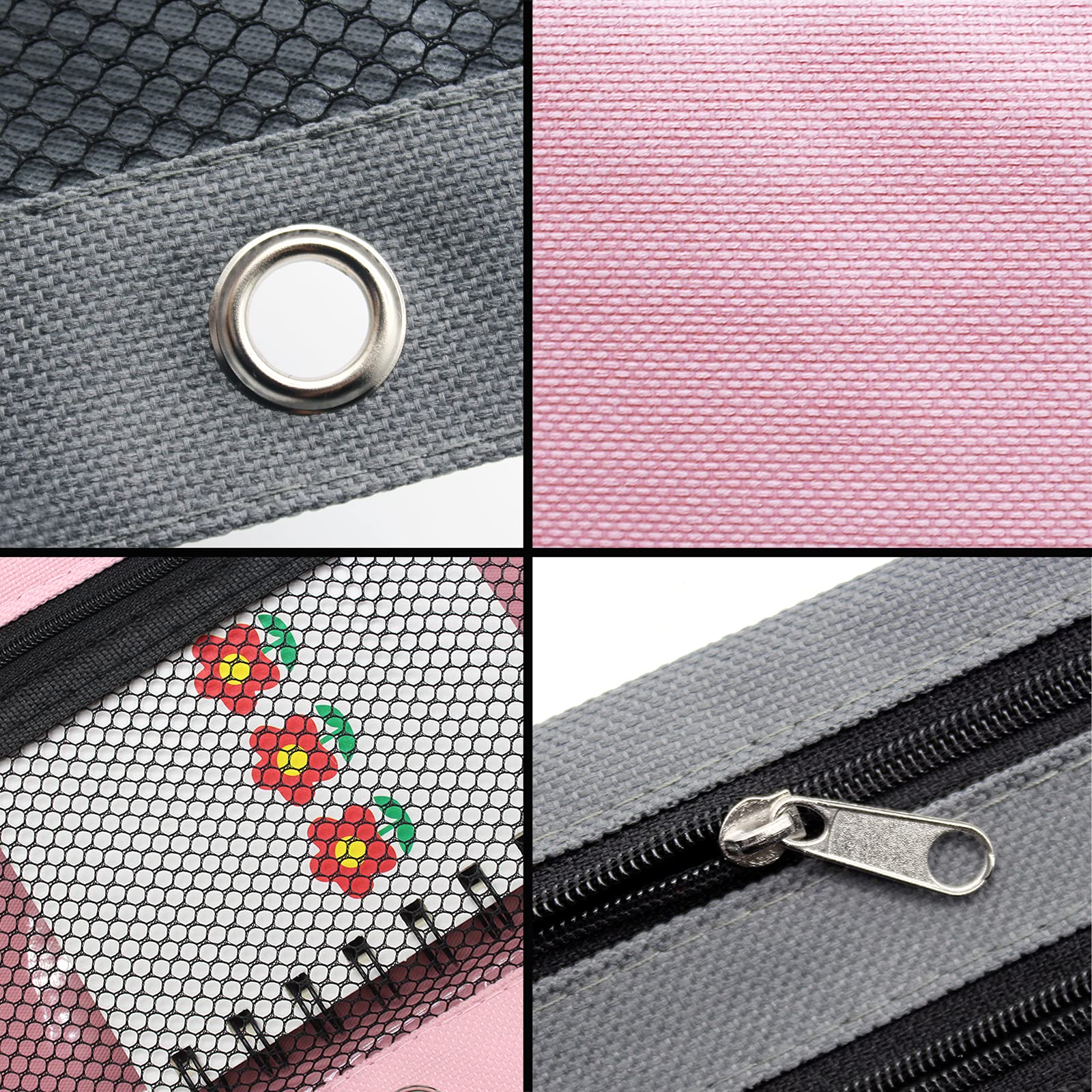 Cinvo Pencil Pouch 3 Ring Binder Pouch Zippered Pencil Case Canvas Pencil Bag with 2 Compartments (Set of 2, Pink and Grey) - Image 3