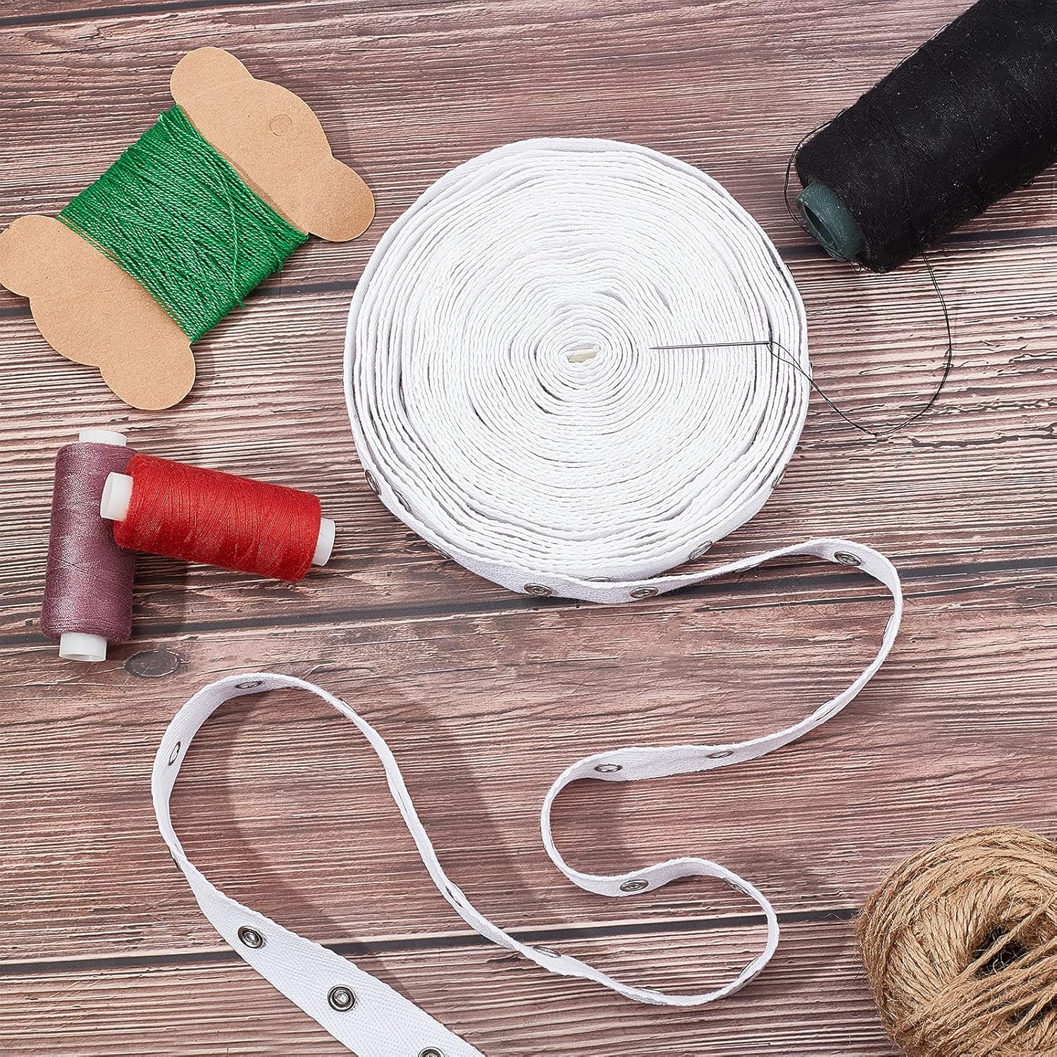 GORGECRAFT 10 Yards Snap Button Tape Trim Sewing Snaps Buttons Zipper Fastener Replacement with Metal Buttons for Sewing DIY, White