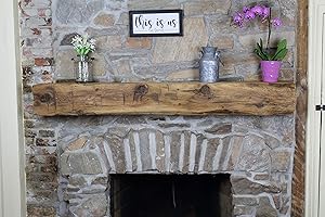 Modern Timber Craft Hand Hewn Faux Wood Beam Fireplace Mantel Shelf