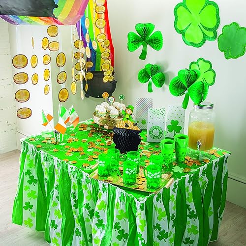 Miniatura 3 de Fun Express Decoración del Día de San Patricio Olla de Oro con guirnalda de arco iris – Decoración de techo colgante de 12 pies para fiesta del día