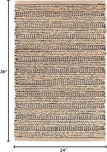 Miniatura 2 de Dash and Albert Simba - Alfombra de yute tejida a mano, color negro, 2 x 3 pies, patrón sólido negro