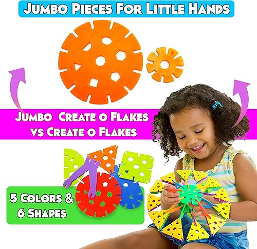 Miniatura 2 de Skoolzy Rainbow Jumbo Creative Flakes Juego de 120 piezas  Juguetes sensoriales Montessori para niños pequeños, bloques de construcción, terapia