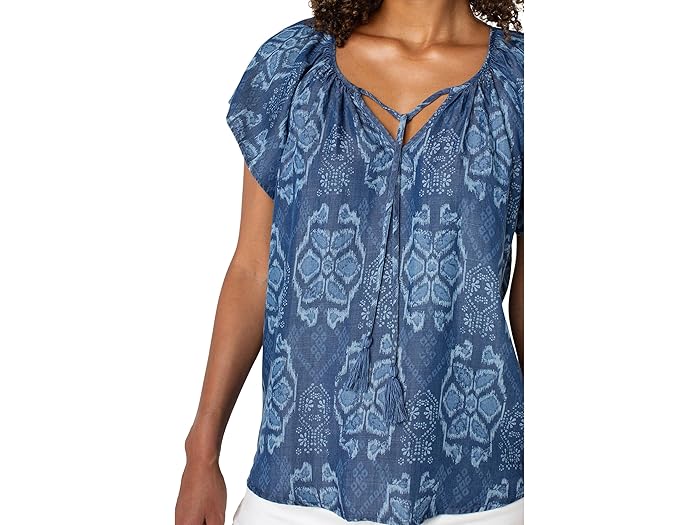 Flutter Sleeve Woven Top With Front Tie Detail - Image 3