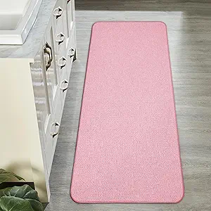 Bath Mat,Ultra Thin Bathroom Runner Rugs,Large Bath Mats for Bathroom,Quick Dry,Non-Slip,Machine Washable,Low Pile,Bath Rug,Shower Outside,Sink,Home Decor Accessories.Pink,2'x5'(24x60inch)