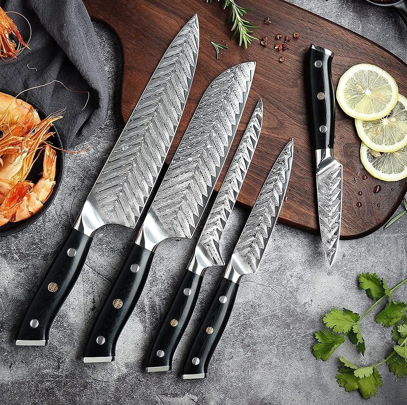 Set de Cuchillos de Cocina Damascus 5 Piezas con Mango G10