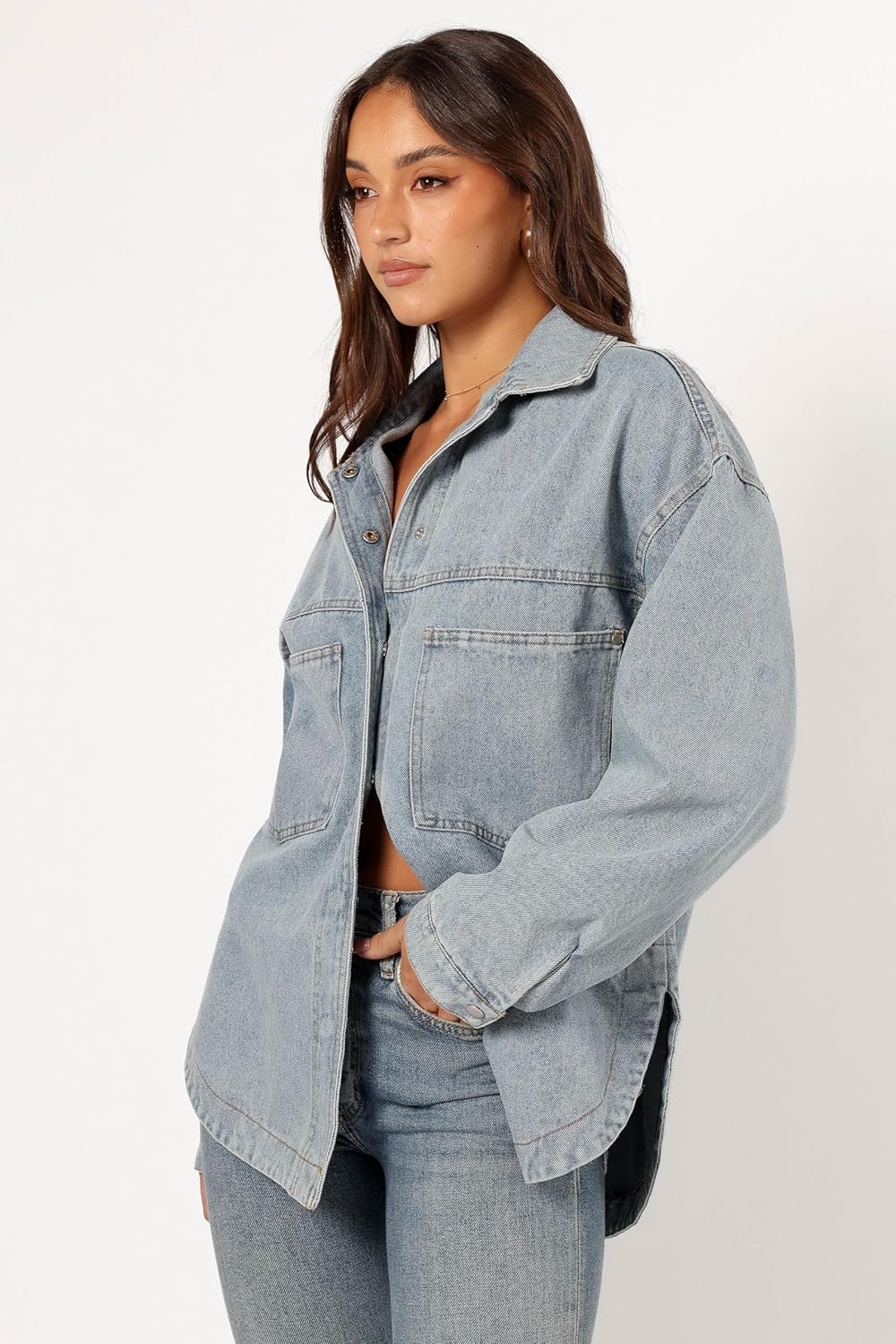 Petal & Pup womens Cassie Oversized Denim Shacket - Image 4