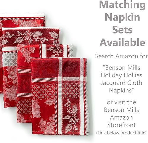 Miniatura 10 de Benson Mills Holiday Hollies - Mantel de tela jacquard teñida con hilo, para vacaciones, invierno y Navidad (60 x 120 pulgadas, rectangular, diseño