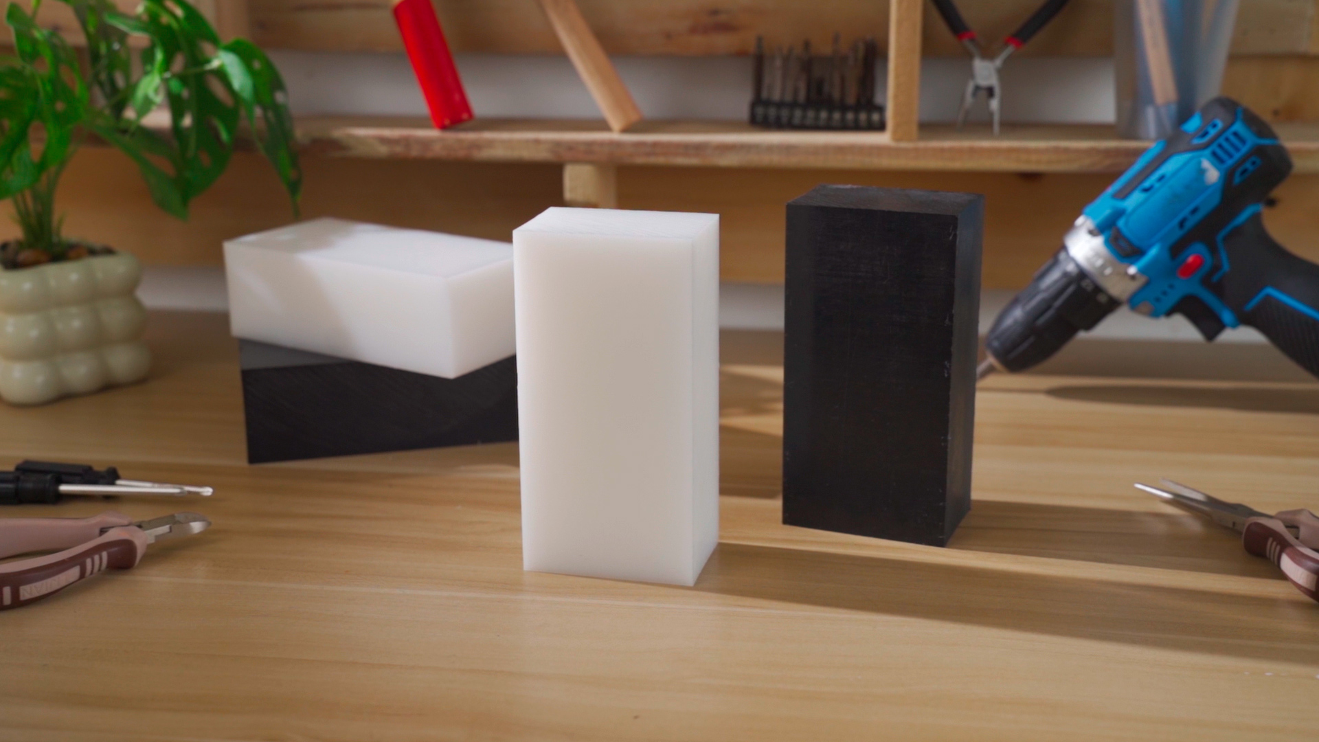 Image of Colingmill 2 Pcs Hdpe Plastic Block 2 inch x 3 inch x 6 inch, Polyethylene Solid Plastic Block for Machining, Home Floor Improvement, Prototyping, DIY Projects, Engineering (White)