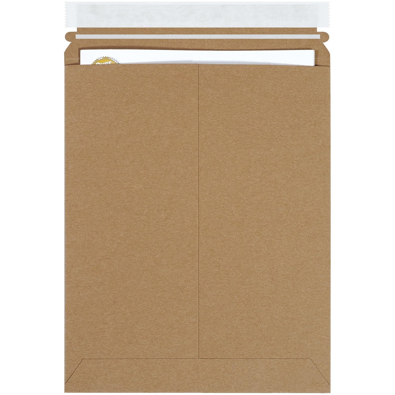 BOX USA Rigid Mailers 9" x 12" (100-Pack) - Kraft Mailer Envelopes for Photos, Documents, Certificates - Stay Flat