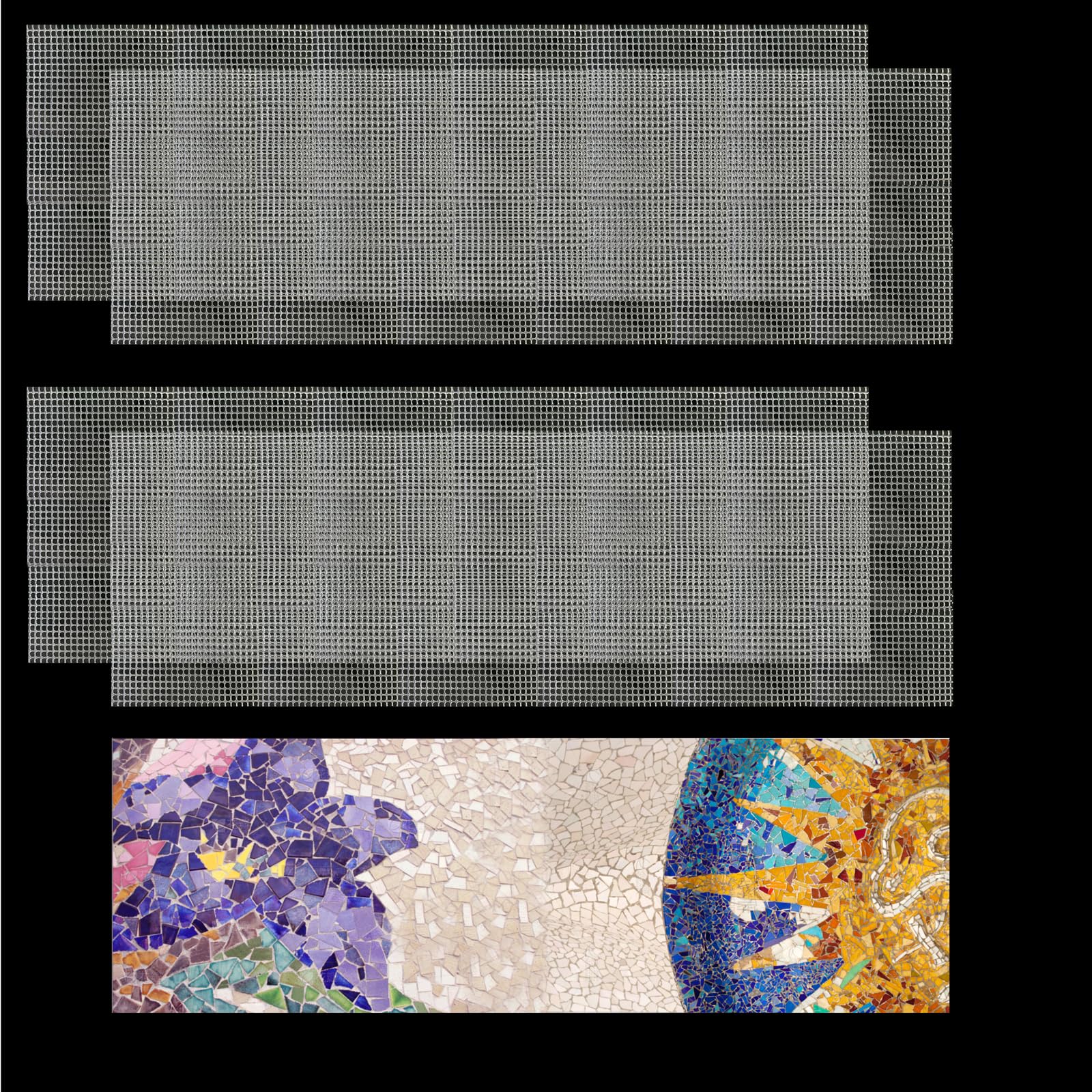 4 Stück Mosaiknetz für rückseitige Fliesen 40x100 cm Leicht zu schneiden Fiberglas Netzrückseite für Fliesenmontage DIY Handwerk für Wand- und Bodenbehandlung (nicht klebrig)