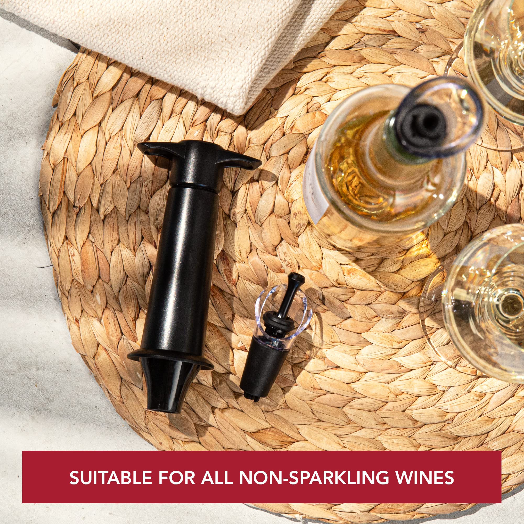 Vacu Vin Ağızlıklı ve kilitli şarap pompası, siyah, standart