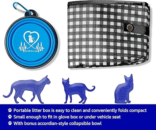 Miniatura 4 de Pet Fit For Life Caja de arena plegable portátil para gatos (16 x 12 x 5 pulgadas), caja de arena de viaje plegable y plegable para gatos, incluye