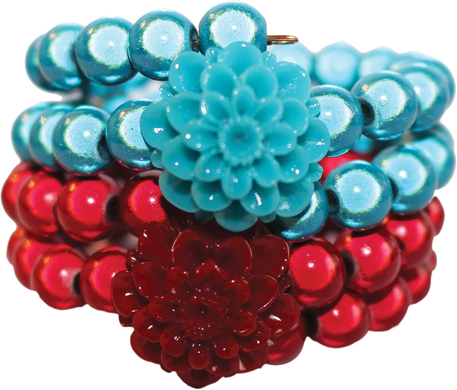 DIY Bead Bracelet Trendy Flower Fun Fashion Jewelry Red / Teal Ninette (burgundy and teal)