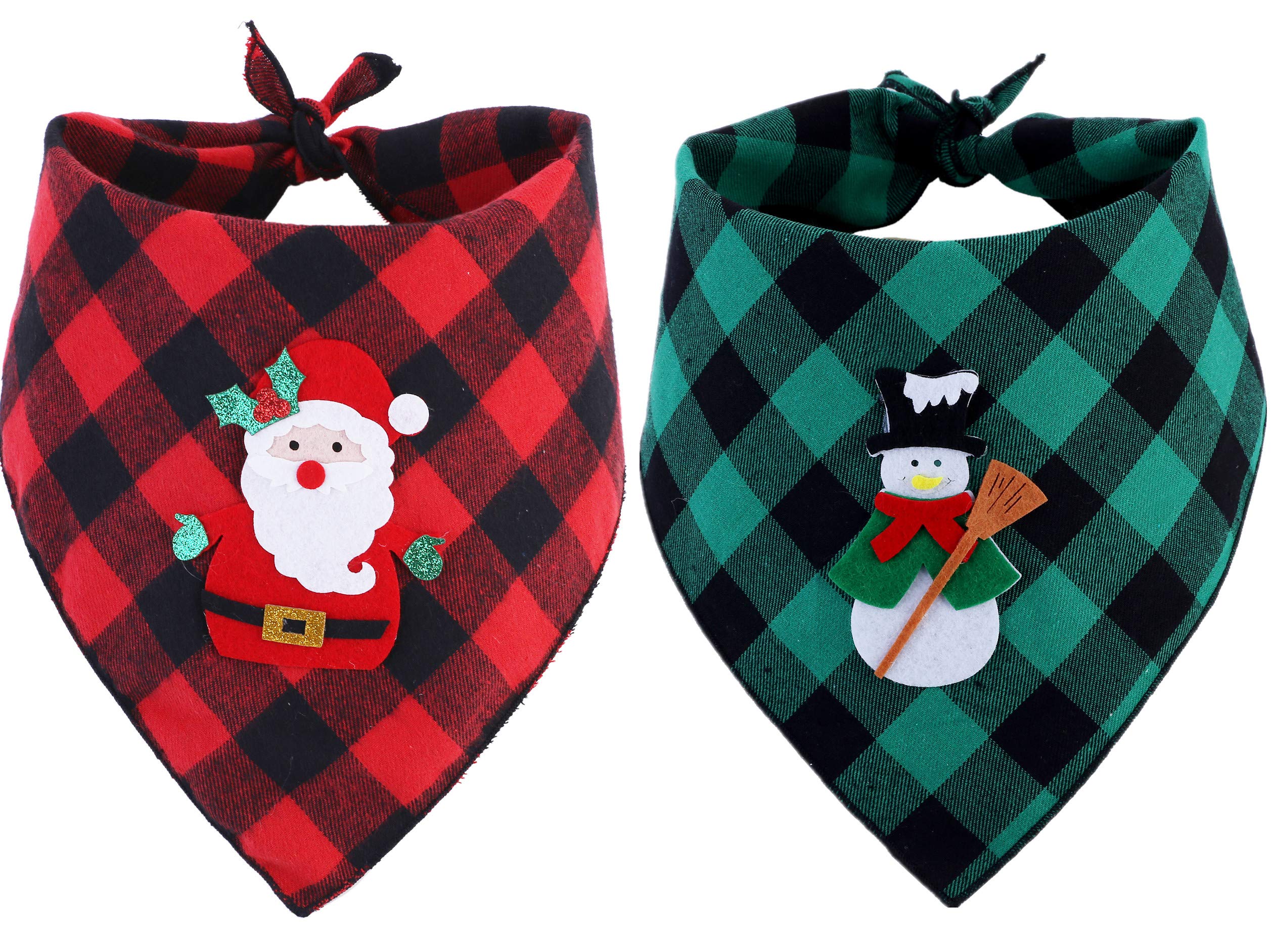 BoomBone 2 Unidades de pañuelo de Navidad para Perro con diseño de Papá Noel y muñeco de Nieve