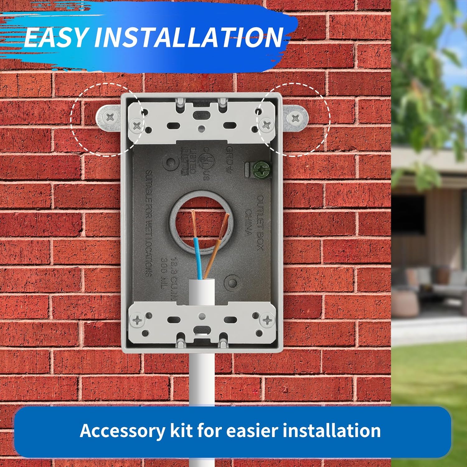 Weatherproof Outlet Box with Three 3/4-in Threaded Outlets,4-3/5-Inch Length by 2-5/6-Inch Width by 2-Inch Depth,1 Gang Weatherproof Outdoor,CUL Listed,Gray(9 Pack)