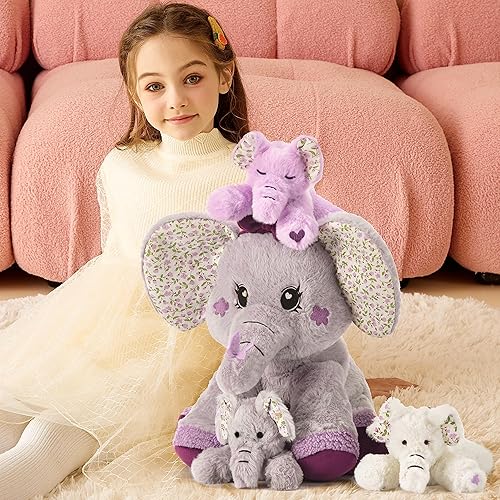 Miniatura 6 de Wolf Mommy - Juguete de peluche para mamá y bebé, lindo juego de 17 pulgadas, pequeño, suave, esponjoso, para la familia, juguete abrazable con mini