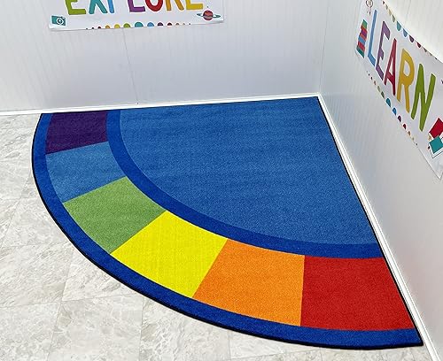 Miniatura 5 de KIDCARPET.COM Alfombra colorida de un cuarto de círculo para aula, 6 x 6 pies, para niños y escuelas, alfombra de área para niños y sala de juegos