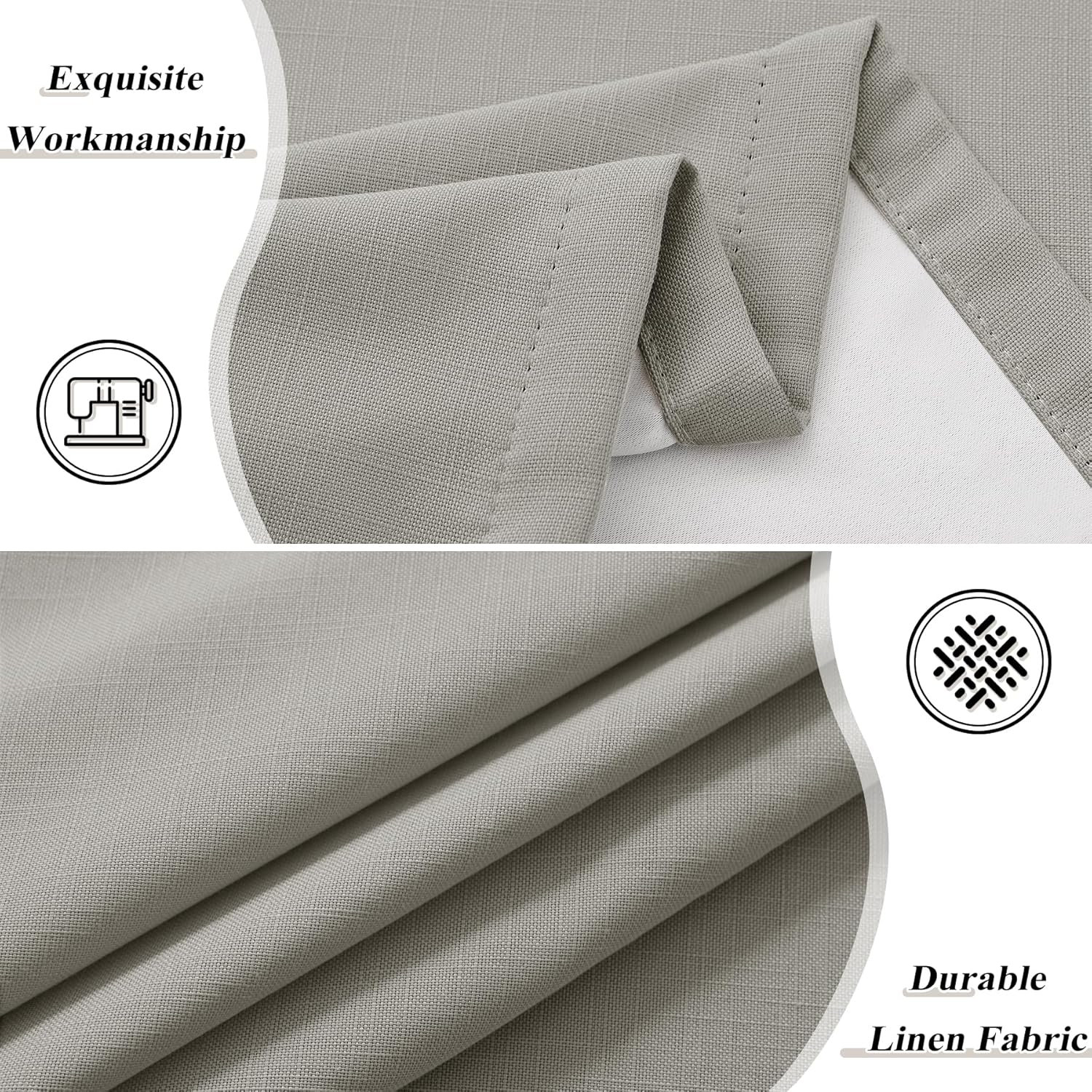 Frelement Grommet Top Curtains Blackout Window Curtains Linen Textured Drapes 16ft Extra Long Curtains for Loft High Ceiling Thermal Insulated Curtains, 50" W x 192" L, 2 Panels, Grey