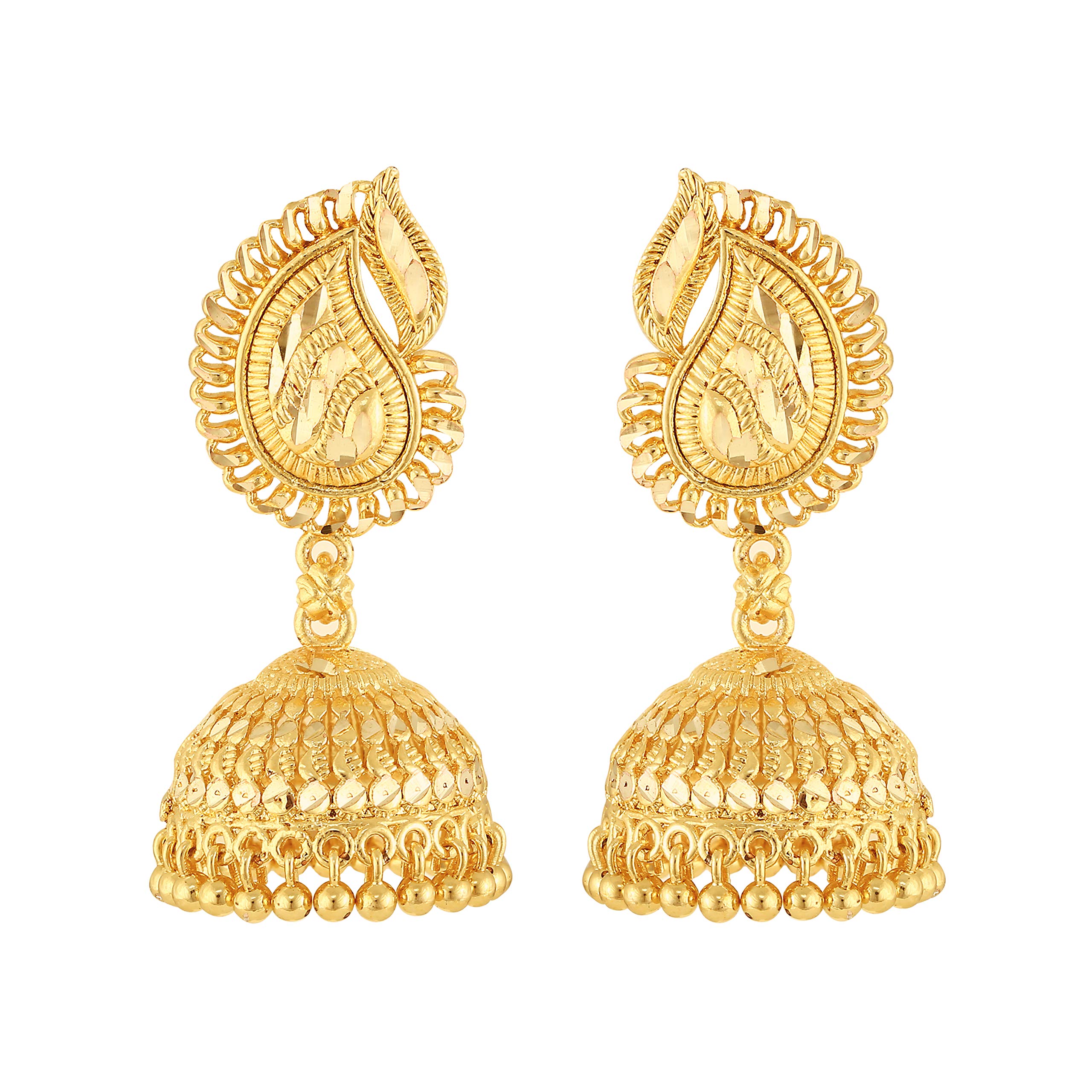 MEENAZ Womens Traditional 18k One Gram Gold Ethnic Brass Stylish South Indian Screw Back Temple Meenakari Ghungroo Peacock Studs Earrings Set -GOLD JHUMKI-M159 (B08XJY5B7D) Amazon Price History, Amazon Price Tracker