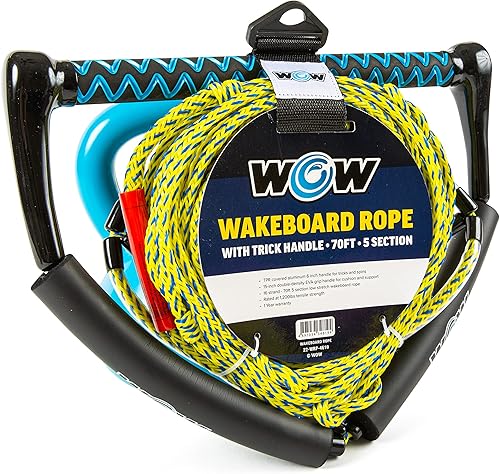 Miniatura 2 de WOW Sports - Cuerda de remolque para tubo de cubierta, wakeboard y esquí acuático - 70 pies - Con mango de truco