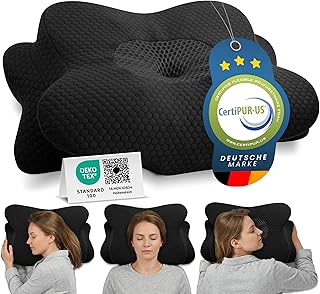 Orthopädisches Nackenstützkissen bei Nackenschmerzen aus hochwertigem Memory Foam - Ergonomisches Nackenkissen - Kopfkissen für Seiten-, Rücken- & Bauchschläfer - waschbarer Bezug bei 40°C