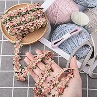 Vista 3 de OIIKI 5 Yards Flower Trim Ribbon, Wedding Lace Fabric, Rose Embroidered Trim Polyester for Wedding Appliques Sewing Craft