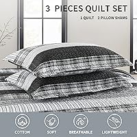 Vista 113 de Homzard King Size Quilt Set, Grey White Snowflake Striped Comforter Set,Cotton Gray Bedspread King Size, Lightweight Comforter Fall Bedding 3 Piece