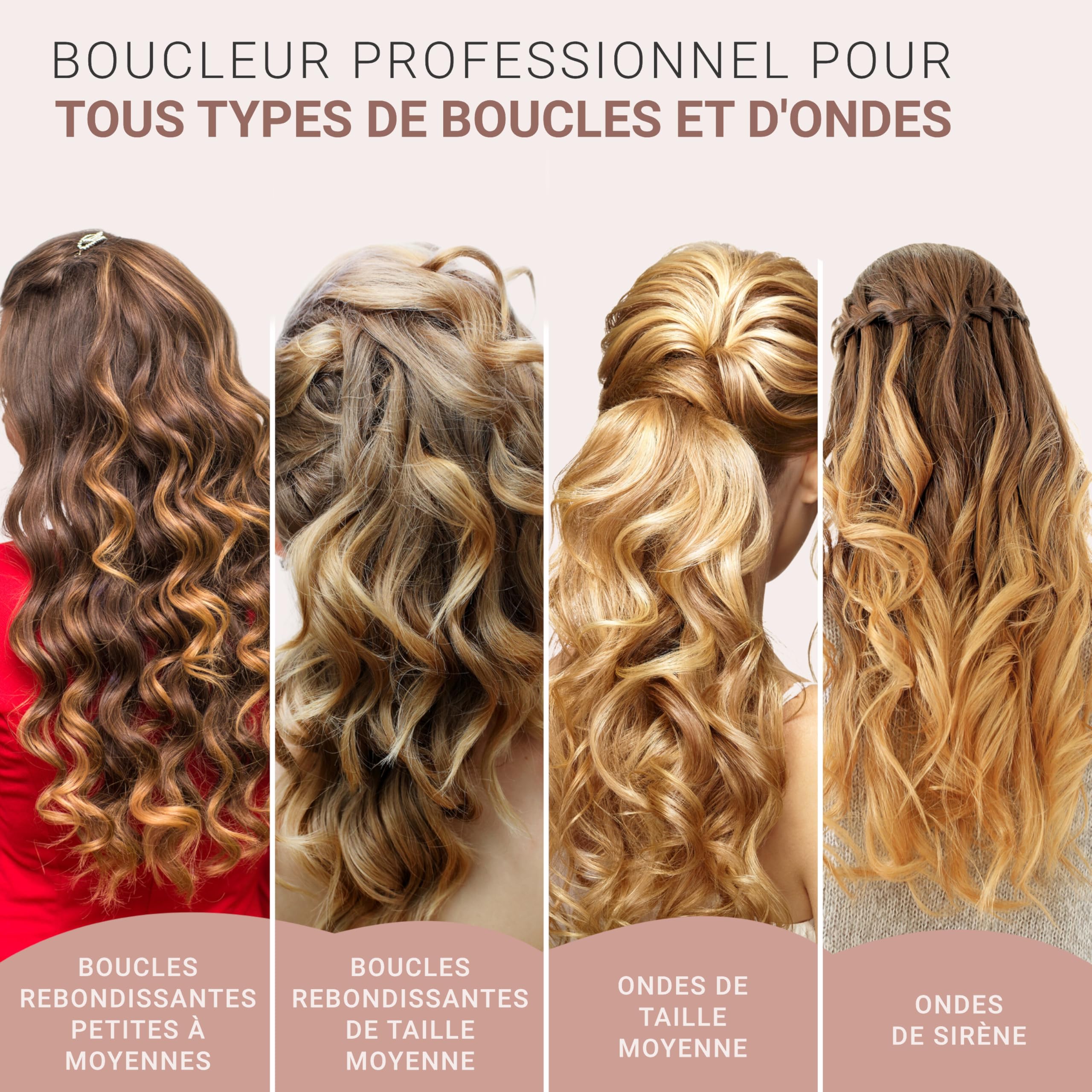 Golden Curl Boucleur a Cheveux Professionnel - 5 Ans de Tranquillité - Fer à Boucler et Friser - Appareil et Outil de Coiffure Hair Curler Onduleur de Cheveux (18 mm – 25 mm, Or Rose)