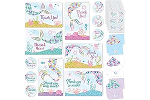 Decorably Mermaid Thank You Cards for Baby Showers and Kids