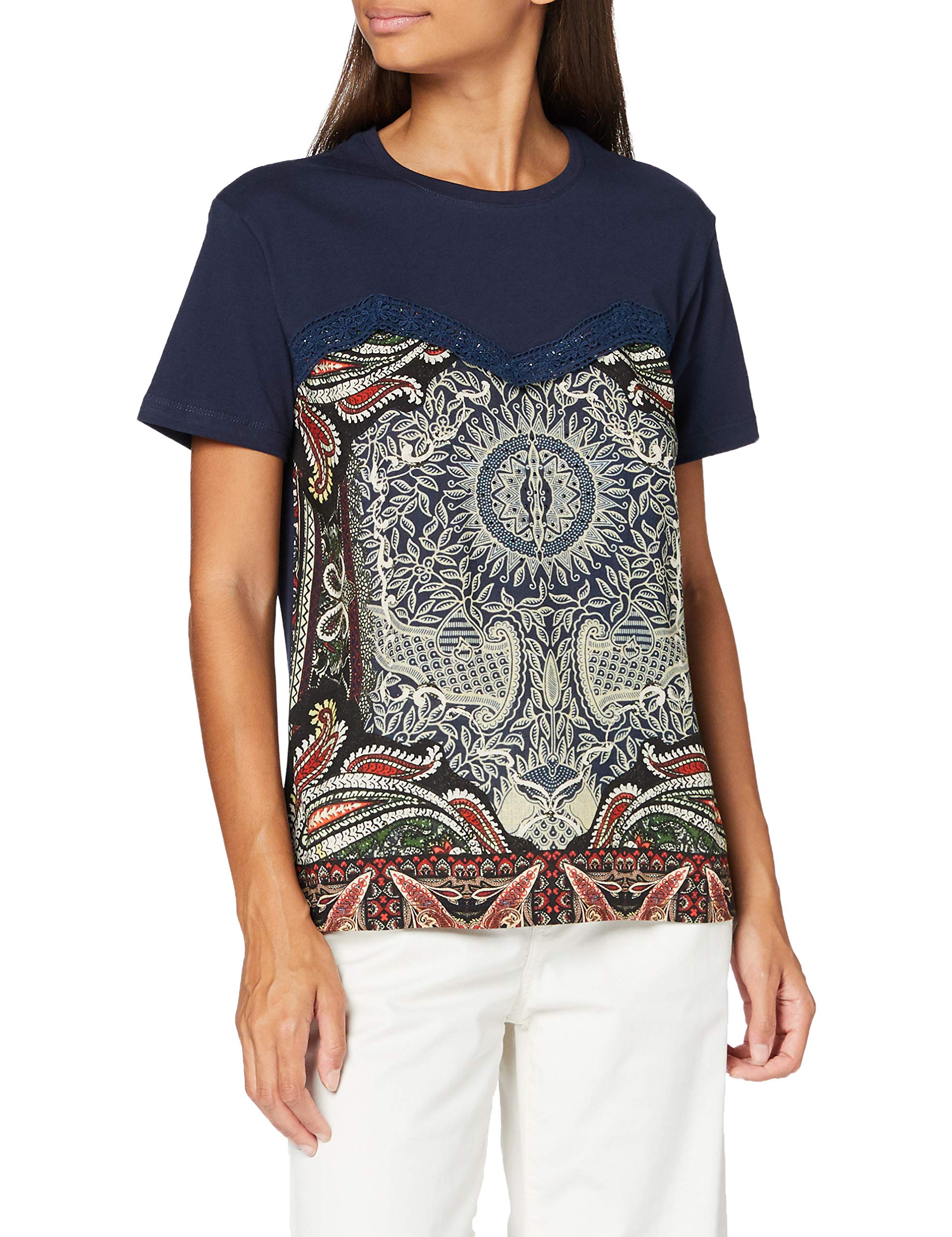 Desigual Women's Ts_maine T Shirt, Blue, XS UK
