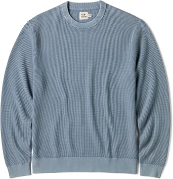 Huckberry Flint and Tinder Lightweight Garment Dyed Crewneck Sweater, Mens Pullover Sweatshirt