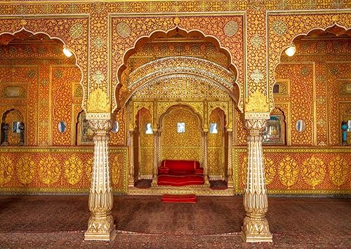 Miniatura 2 de BELECO Telón de fondo de tela de 15 x 10 pies del palacio real indio, sala de audiencia privada en el trono Anup Mahal y Maharaja con tallas