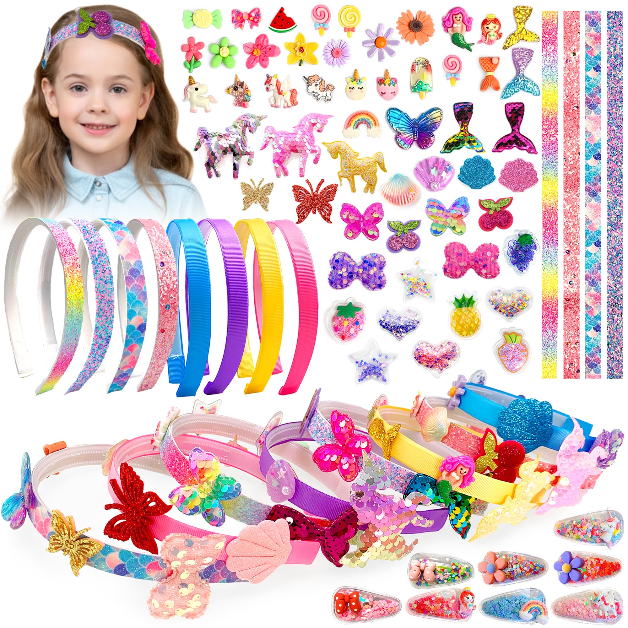 Chennyfun Arts and Crafts Making Kit for Kids, Fashion Girls Headbands Toys for Age 6+, Hair Accessories Craft for Kids Age 6-12, Jewellery Making Kit Birthday Gift for Girls Kids