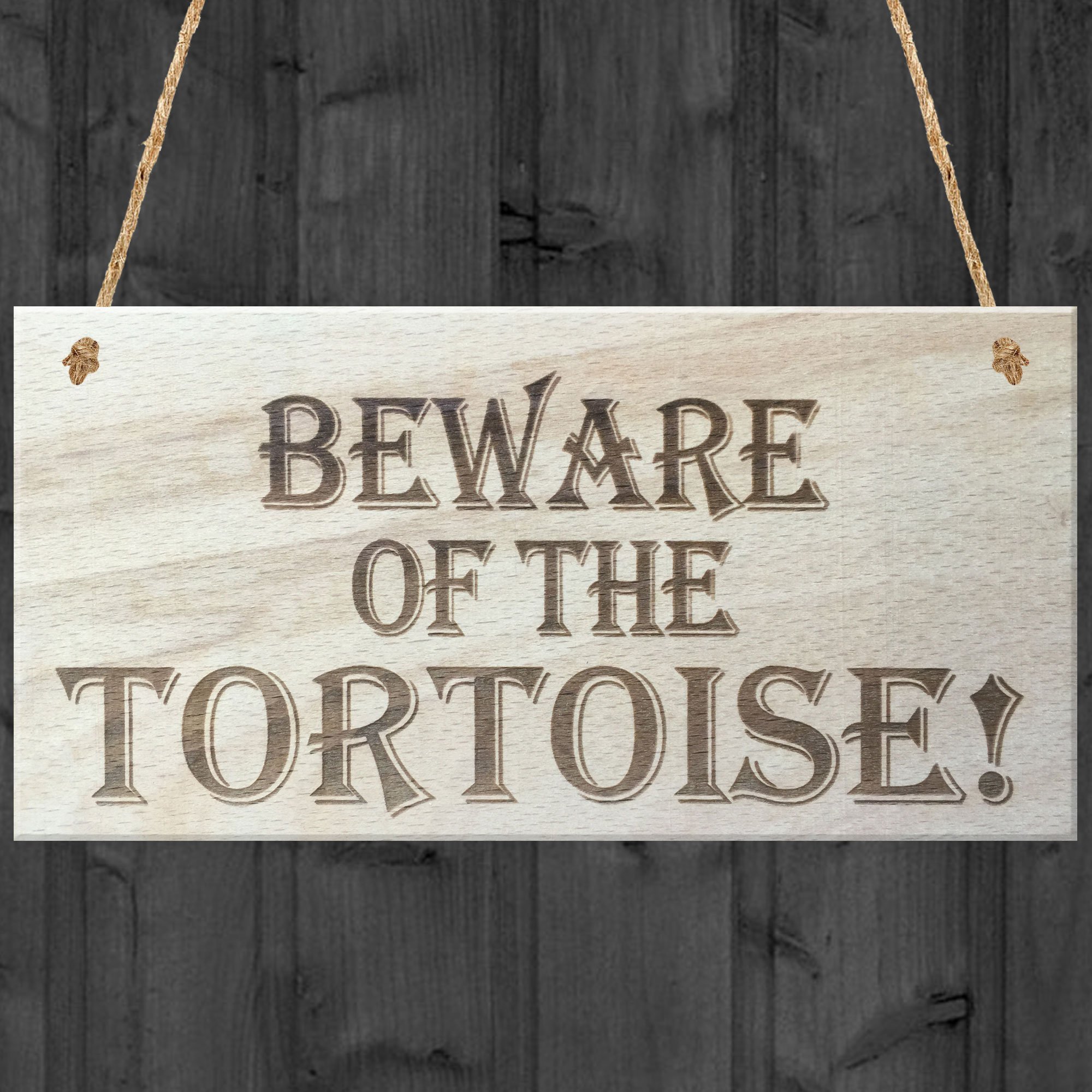 Red Ocean Beware Of The Tortoise Novelty Wooden Hanging Shabby Chic Plaque Gift