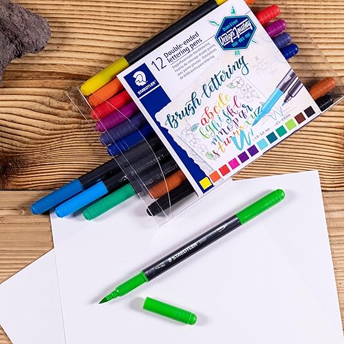 Miniatura 5 de Staedtler 3004TB12A6 - Brocha de doble punta para rotulador, letras creativas, punta flexible y fina, tinta mezclable, juego de 12 colores surtidos,